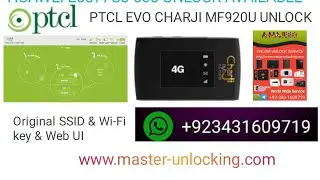 PTCL EVO CHARJI MF920U UNLOCK Original ! MASTER UNLOCKING