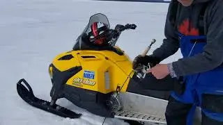 ice fishing lake trout in Northwestern Ontario - using Humminbird Helix autochart live