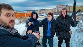 ГОПНИКИ ХОТЯТ ЗАБРАТЬ ДЕНЬГИ И МАШИНУ. ПОГОНЯ НА МАШИНАХ. БАНДИТ ВЕРНУЛ ДЕНЬГИ