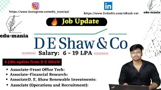 D E Shaw Hiring Alert 🔥🔥🔥🔥 | Associate| Fresher Eligible| Latest Job Update #viralvideo #viral