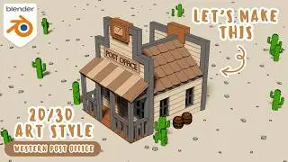 How to Create WESTERN POST OFFICE with Toon Shader and Grease Pencil in Blender 🏤 ✏️