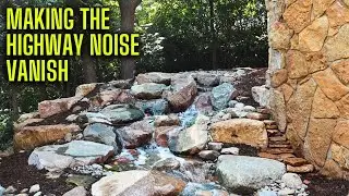 Drowning out Road Noise with a Stunning Custom Waterfall and Serene Outdoor Oasis 💦🌿