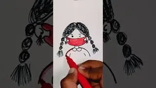 How to draw a cute girl with mask || step by step drawing tutorial||#art #drawing #girl