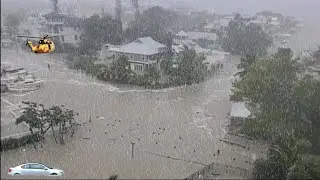 California underwater! Water bombs hit Santa Barbara, cars and houses sink!