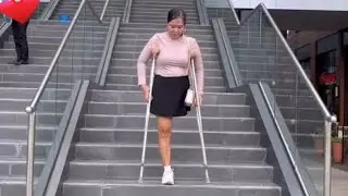 Amputee Lady Crutches Life After Amputation Walking Stairs Independently