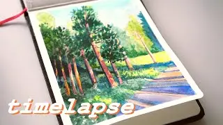 Sunset Trees - TIMELAPSE Watercolour Process