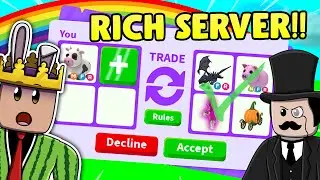 TRADING MEGA NEON COW IN RICH SERVER ADOPT ME (ROBLOX)