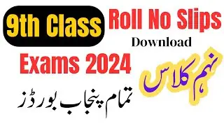 9th Class Roll No Slips 2024 Punjab Boards | Class 9 Roll No Slips 2024 | Matric Roll No Slips 2024