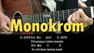 Monokrom - Tulus | Tutorial Chord Gitar Mudah dan Lirik
