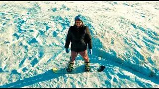 Mavic Air 2. Andreevka. Omsk region. Flying in winter is -10. Sergey on a snowboard