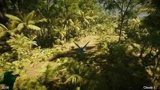 Parrots flying around in the Jungle in Unity HDRP