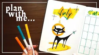 July Plan With Me in my Husband's Bullet Journal... Space Cats!