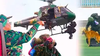 Balaa!! MAKOMANDA washuka na MBWA VITA kwenye HELKOPTA waonyesha UBABE mbele ya RAIS SAMIA, wamkosha