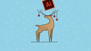 ЗИМНЯЯ ИЛЛЮСТРАЦИЯ В ADOBE ILLUSTRATOR. КРАСИВЫЙ СТИЛИЗОВАННЫЙ ОЛЕНЬ
