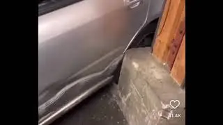 Me navigating the tiny parking garage at the mall.