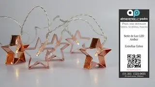 Serie de Luz LED Ambar con diseño de Estrellas Cobre