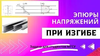 Строим эпюры Q и М при изгибе, строим эпюры нормальных и касательных напряжений, проверяем прочность