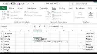 Count unique values in a range with COUNTIF