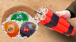 Experiment: Coca Cola, Fanta, Sprite vs Mentos in the Hole Underground
