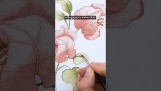 Join my floral drawing & watercolor courses. Link in bio #tutorial #watercolor