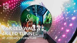 New Jordan's Furniture Store with a Giant LED Screen and Immersive LED Tunnel