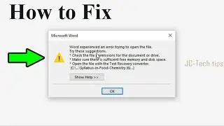 Word Experienced an error trying to open the file in Ms Word