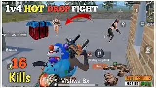 16 KILLS😤 - solo vs squad full gameplay😎 - intense hot drop fight - Pubg mobile lite