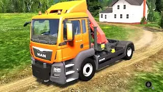 BeamNG Drive - MAN TGS Crane Semi Truck on the East Coast USA