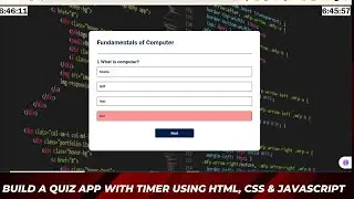 Build a Quiz App With Timer Using HTML, CSS & Javascript | Quiz Web App With HTML, CSS & Javascript
