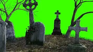 FREE HD Green Screen - CREEPY GRAVEYARD (Background, 3D Set)