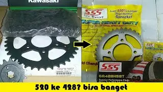 Gearset SSS untuk motor Kawasaki Pulsar 200NS. Merubah Gearset std tipe 520 ke Gearset SSS 428 HSBT.
