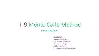 III 9 Monte Carlo Method Simple Integration