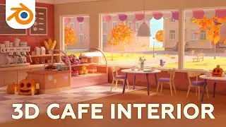 How to create a cozy cafe interior? Illustration in Blender