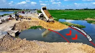 Incredible Working !! Constructions Truck 10 Wheel Pushing Soil To Connecting Road & Bulldozer D40P