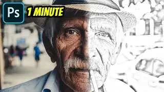1 minute Photoshop | Convert a picture to hand pencil sketch Drawing | Photoshop tutorial