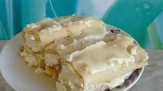 Творожные блинчики в сметанной заливке