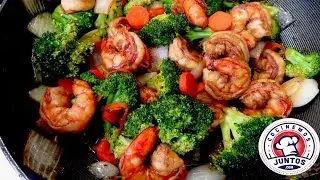 Camarones con brocoli  Comida China