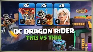 Th13 vs Th14 | Th13 Dragon Rider Attack Strategy | Town hall 13 QC Dragon Rider Army Clash Of Clans