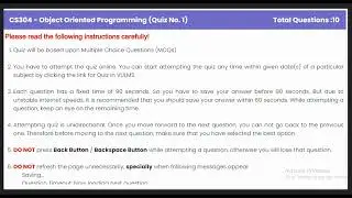 CS304 Quiz 1 Solution || CS304 - Object Oriented Programming || Spring 2024 ||  VU Zone