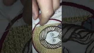 Вышивка вприкреп золотом,обьемная Вышивка нимба, вышивка иконы.