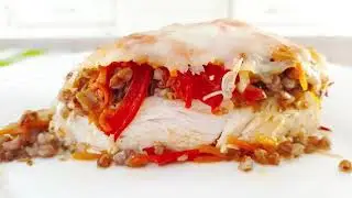 Курица с гречкой и овощами запеченная в духовке.
