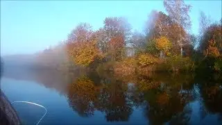 Autumn fishing on the Plyussa River. Trolling for pike.