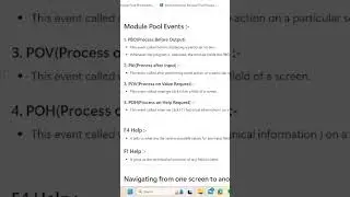 Types of Events in Module Pool Programming