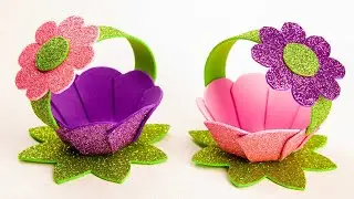 DIY basket | Beautiful basket of glitter foamiran | Foam sheet craft ideas