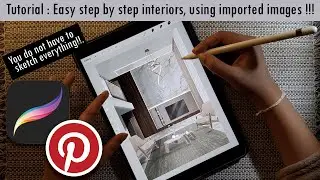 Easy Procreate Tutorial-How to create living living room sketch with Pinterest images?