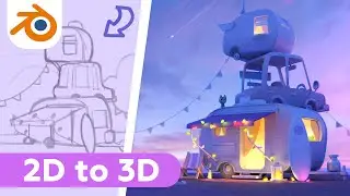 2D to 3D Process | Illustration in Blender | Lighting setup