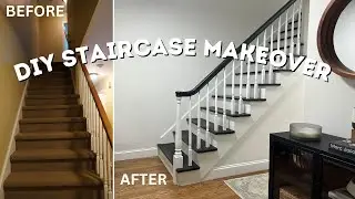DIY Stair Makeover on a Budget | How to Paint Stairs | Fixing My Ugly Carpet Stairs