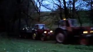 Zwei Belarus und ein Hänger Holz
