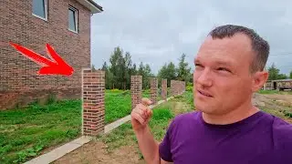КРАСИВЫЕ КИРПИЧНЫЕ СТОЛБЫ ИЛИ ПРОСТО ТРУБЫ? ЗАБОР СОСЕДУ ЧАСТЬ 1