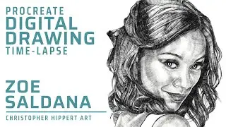 Drawing Zoe Saldana | Time-Lapse Portrait Drawing of Zoe Saldana | Procreate Drawing